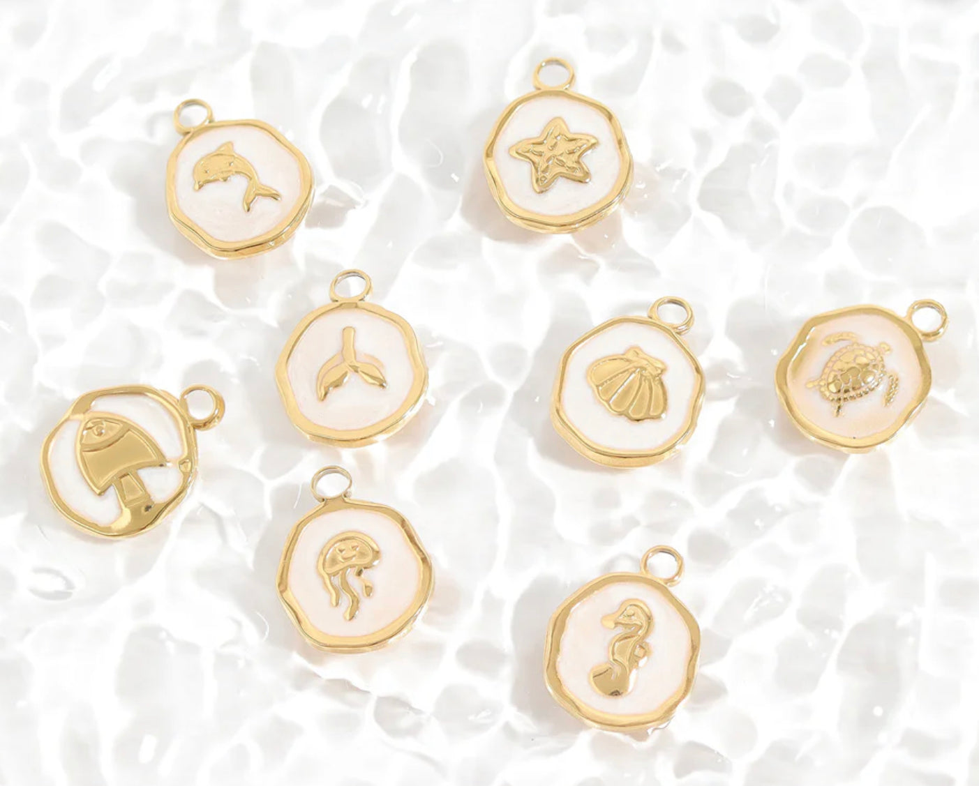 18K Gold PVD Sea Life Epoxy Charm