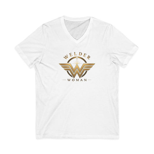 Welder Woman short sleeve v neck tee