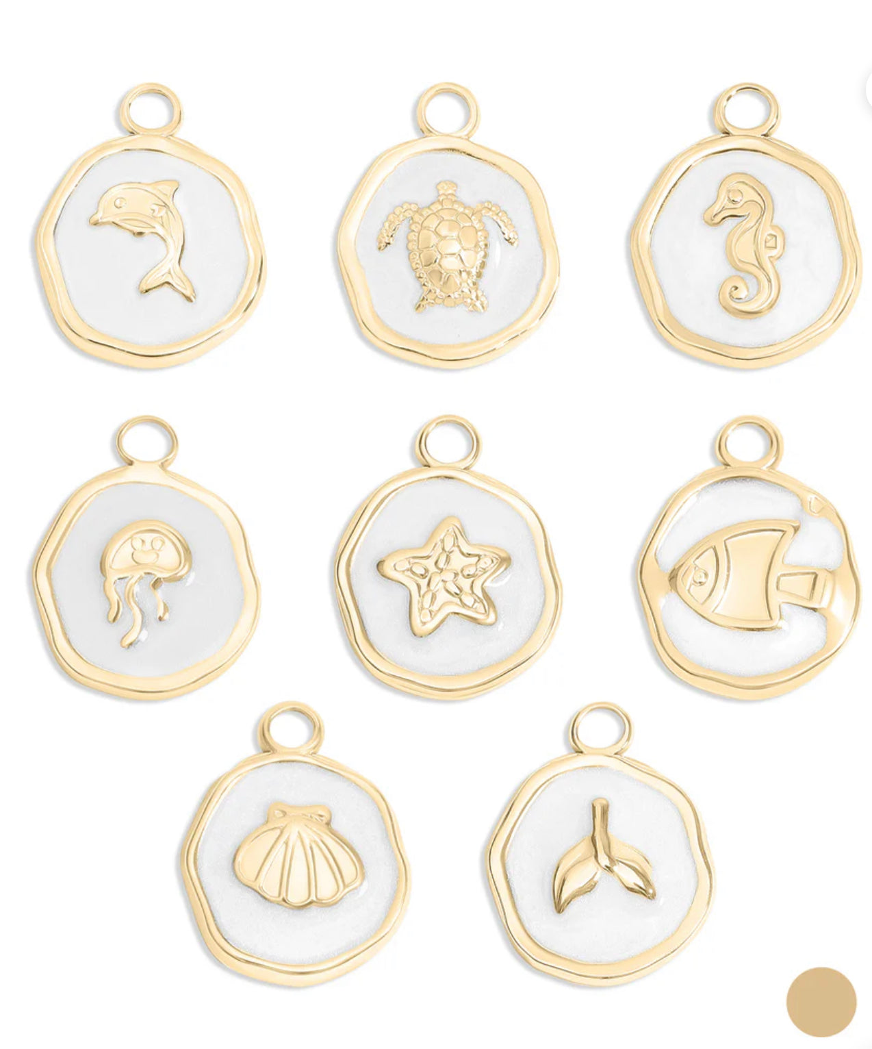 18K Gold PVD Sea Life Epoxy Charm