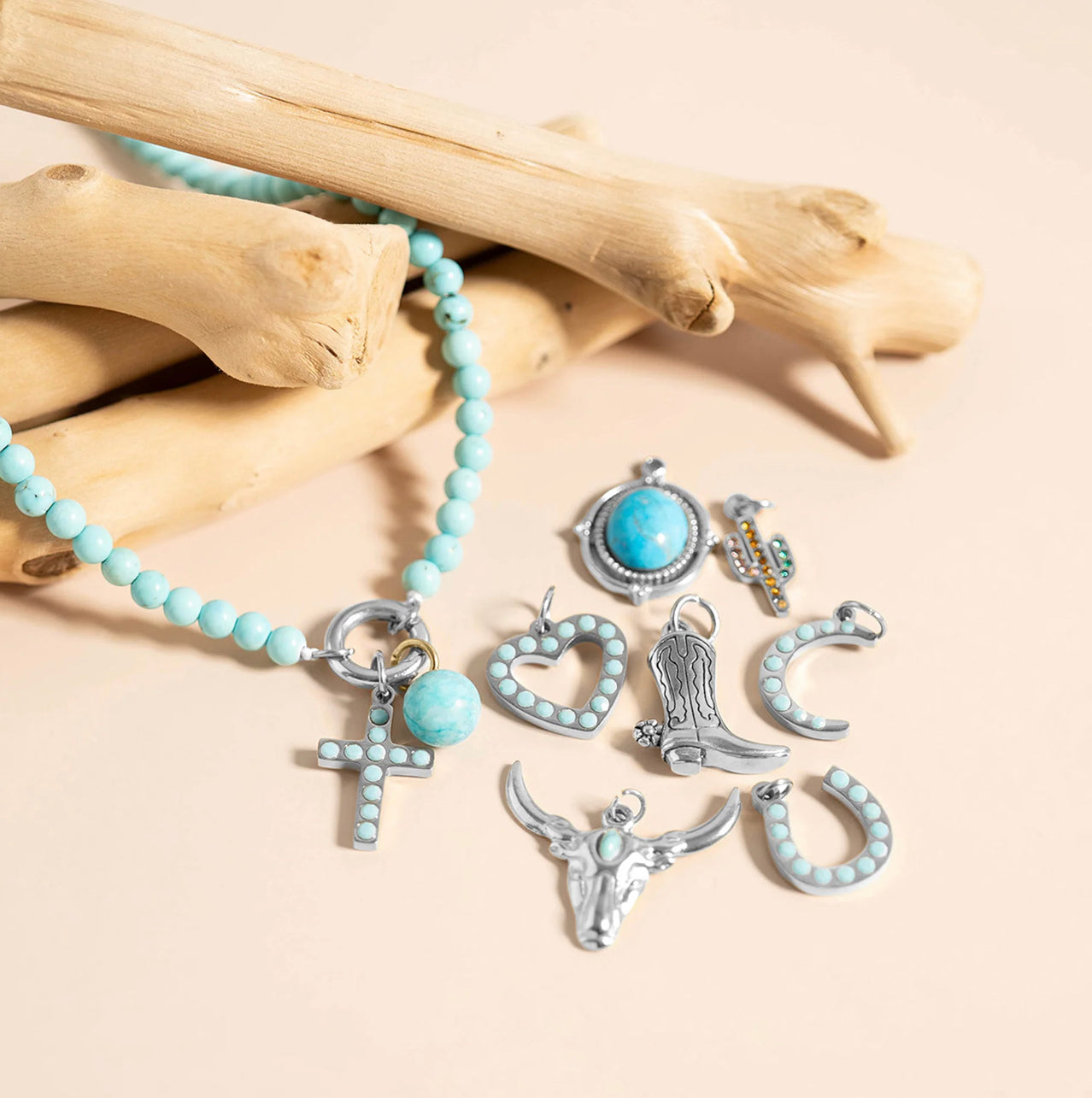 Turquoise Charm Holder Necklace