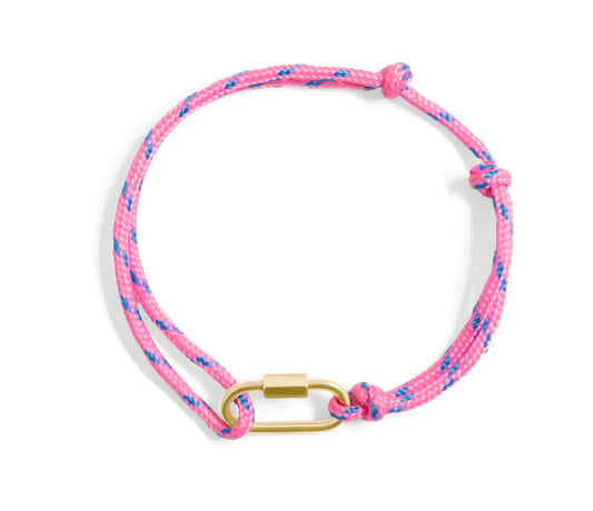 18K Gold PVD Stainless Steel Hot Pink Rope Carabiner Bracelet