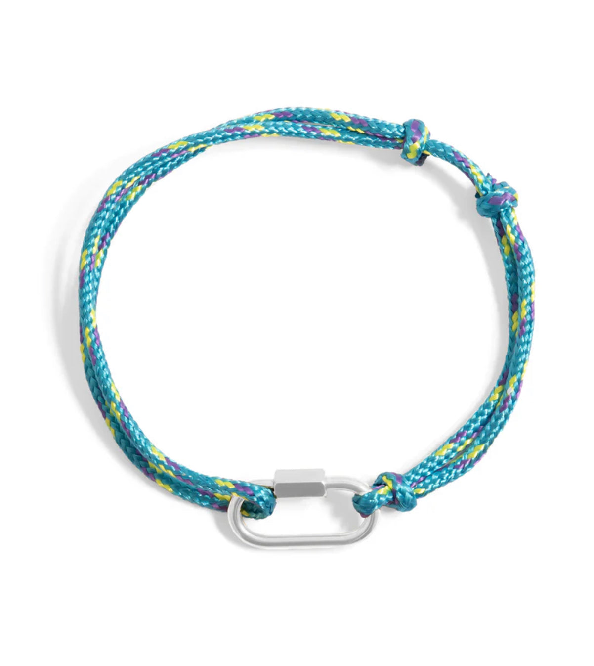 Stainless Steel Teal Rope Carabiner Bracelet